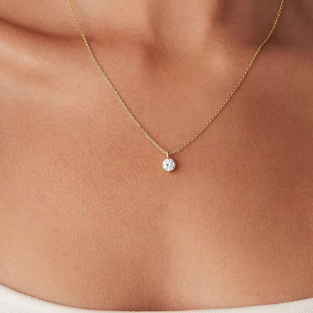14k Gold plated Cz pendant necklace chain
